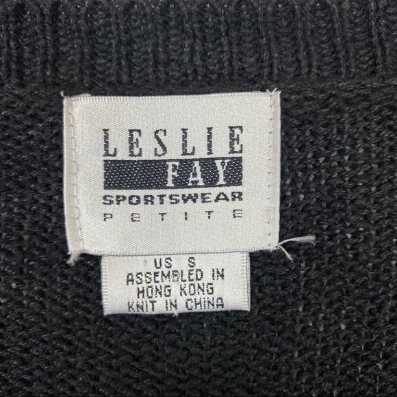 VINTAGE LESLIE Fay Black Grandmacore Embroidered Cardigan S - Picture 9 of 13